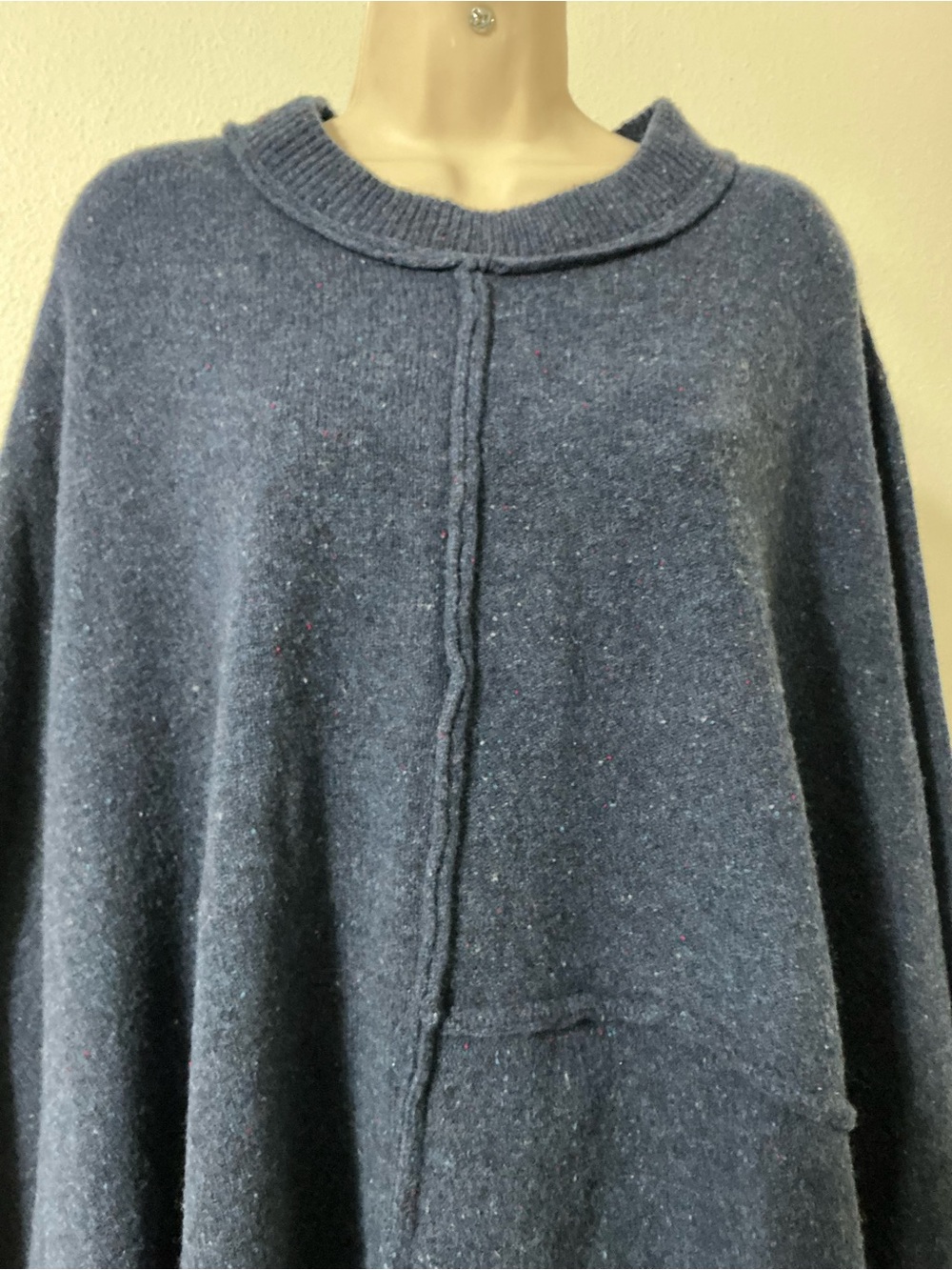 Banana Blue Merino Wool Oversized Sweater Navy Blue XS - Picture 3 of 10